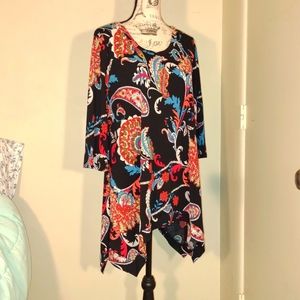 "DressinGaudy" brand name, size L, tunic midi dress, paisley